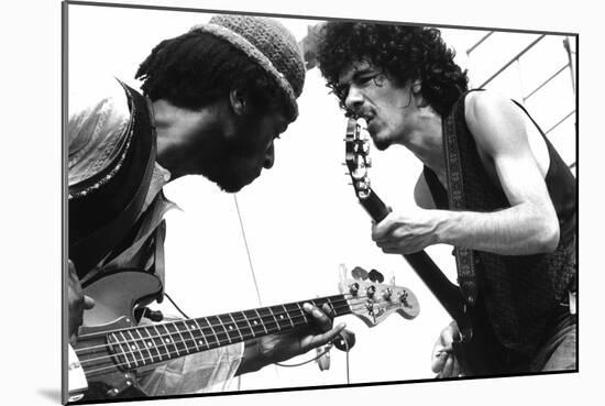 Guitarists David Brown And Carlos Santana During Music And Art Festival In Woodstock, August 1969-null-Mounted Photo