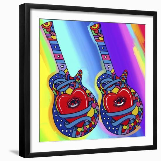 Guitars-heart-eye-Howie Green-Framed Giclee Print