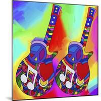 Guitars-Peace-Love-Music-Howie Green-Mounted Giclee Print