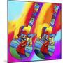 Guitars-umbrella-man-Howie Green-Mounted Giclee Print