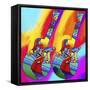 Guitars-umbrella-man-Howie Green-Framed Stretched Canvas