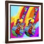 Guitars-umbrella-man-Howie Green-Framed Giclee Print