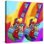 Guitars-umbrella-man-Howie Green-Stretched Canvas