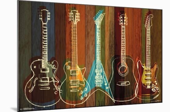 GUITARS - WALL OF ART-null-Mounted Poster