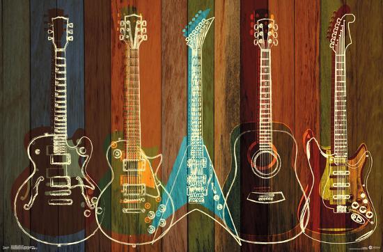 GUITARS - WALL OF ART-null-Lamina Framed Poster