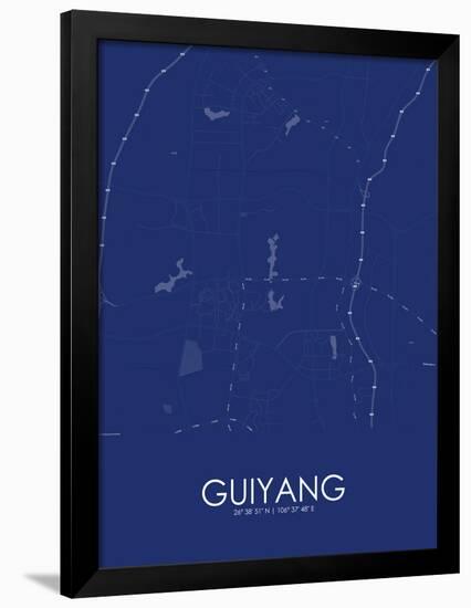 Guiyang, China Blue Map-null-Framed Poster