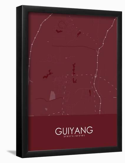 Guiyang, China Red Map-null-Framed Poster