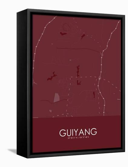 Guiyang, China Red Map-null-Framed Stretched Canvas