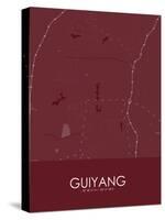 Guiyang, China Red Map-null-Stretched Canvas