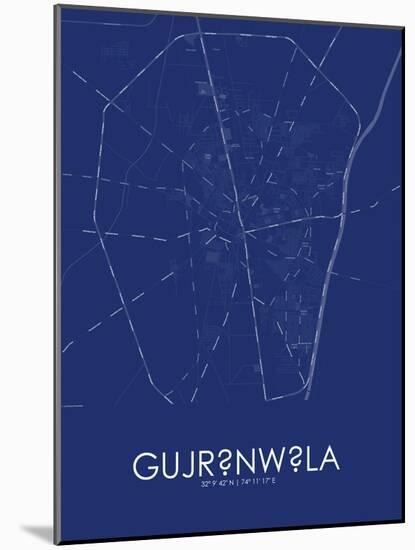 Gujranwala, Pakistan Blue Map-null-Mounted Poster