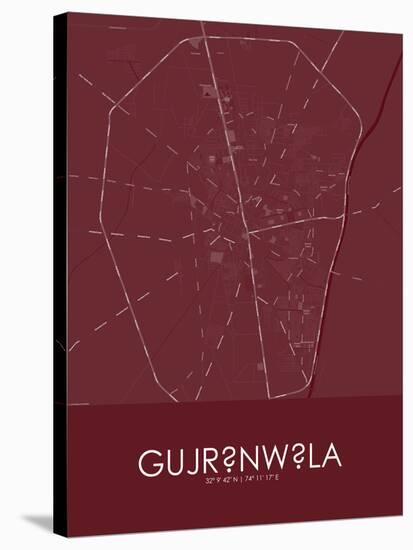 Gujranwala, Pakistan Red Map-null-Stretched Canvas