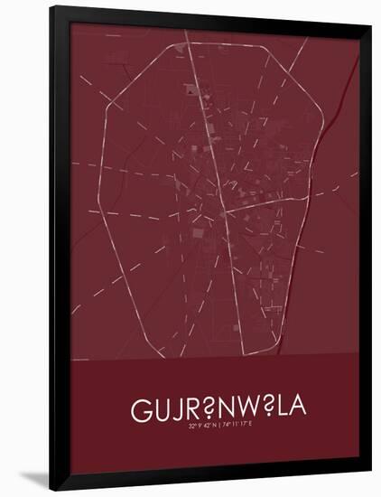 Gujranwala, Pakistan Red Map-null-Framed Poster