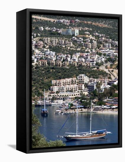 Gulet Anchored at Kalkan, a Popular Tourist Resort, Antalya Province, Anatolia, Turkey-null-Framed Stretched Canvas