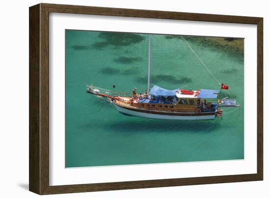 Gulet in Paradise Cove (Ilica Buku), Bodrum, Mugla, Turkey-Ali Kabas-Framed Photographic Print