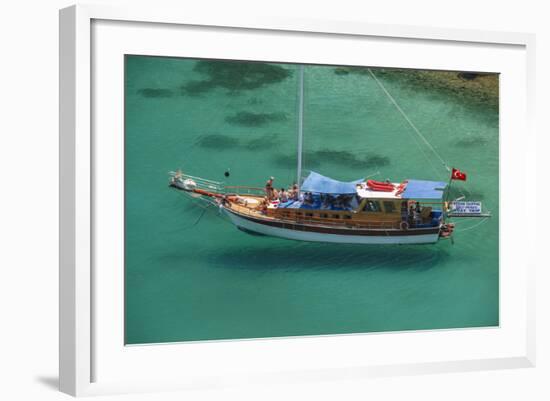 Gulet in Paradise Cove (Ilica Buku), Bodrum, Mugla, Turkey-Ali Kabas-Framed Photographic Print