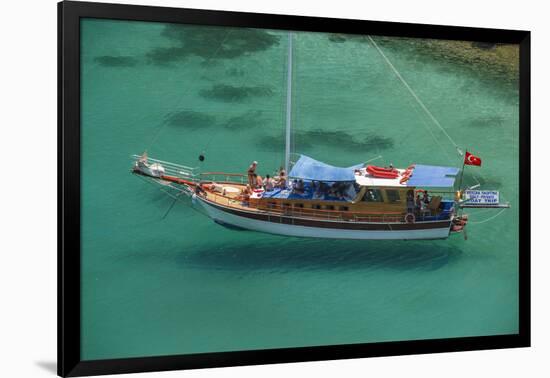 Gulet in Paradise Cove (Ilica Buku), Bodrum, Mugla, Turkey-Ali Kabas-Framed Photographic Print