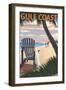 Gulf Coast - Adirondack Chairs and Sunset-Lantern Press-Framed Art Print