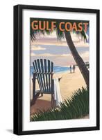 Gulf Coast - Adirondack Chairs and Sunset-Lantern Press-Framed Art Print