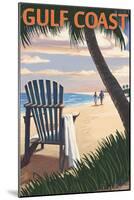 Gulf Coast - Adirondack Chairs and Sunset-Lantern Press-Mounted Art Print