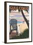 Gulf Coast - Adirondack Chairs and Sunset-Lantern Press-Framed Art Print