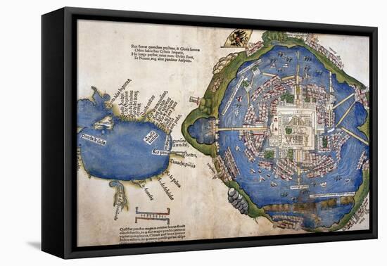 Gulf of Mexico and Mexico City-Hernan Cortes-Framed Stretched Canvas