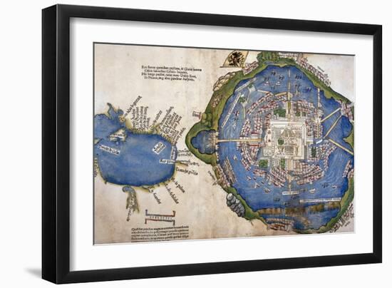 Gulf of Mexico and Mexico City-Hernan Cortes-Framed Giclee Print