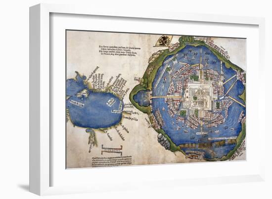 Gulf of Mexico and Mexico City-Hernan Cortes-Framed Giclee Print