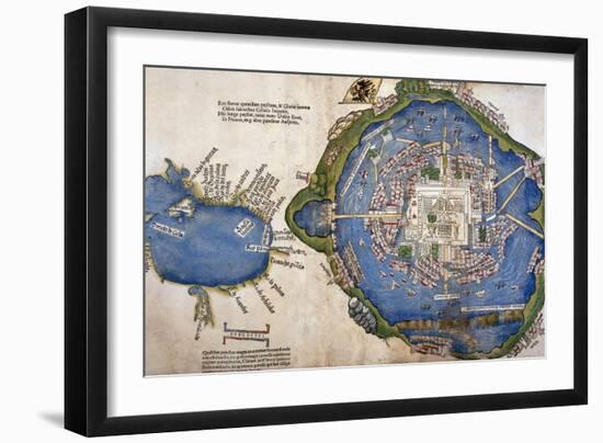 Gulf of Mexico and Mexico City-Hernan Cortes-Framed Premium Giclee Print