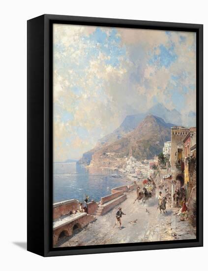 Gulf of Salerno, Amalfi-Franz Richard Unterberger-Framed Stretched Canvas
