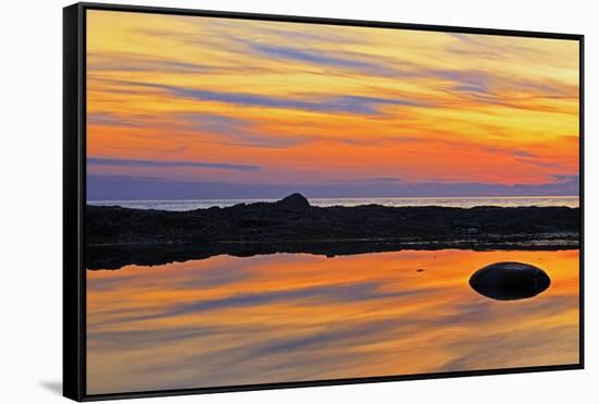 Gulf of St. Lawrence reflection at sunset.-Mike Grandmaison-Framed Stretched Canvas