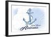 Gulf Shores, Alabama - Anchor - Blue - Coastal Icon-Lantern Press-Framed Art Print