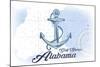 Gulf Shores, Alabama - Anchor - Blue - Coastal Icon-Lantern Press-Mounted Art Print