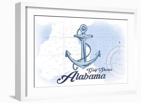 Gulf Shores, Alabama - Anchor - Blue - Coastal Icon-Lantern Press-Framed Art Print