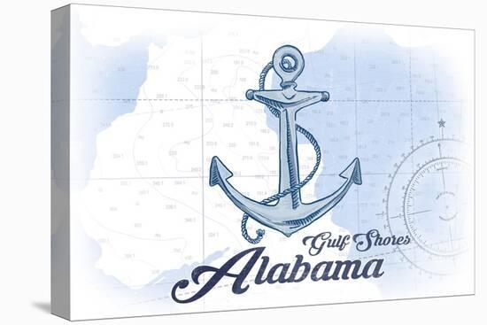 Gulf Shores, Alabama - Anchor - Blue - Coastal Icon-Lantern Press-Stretched Canvas