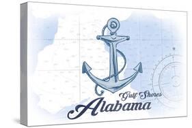 Gulf Shores, Alabama - Anchor - Blue - Coastal Icon-Lantern Press-Stretched Canvas