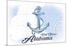 Gulf Shores, Alabama - Anchor - Blue - Coastal Icon-Lantern Press-Mounted Premium Giclee Print
