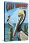 Gulf Shores, Alabama - Brown Pelican-Lantern Press-Stretched Canvas