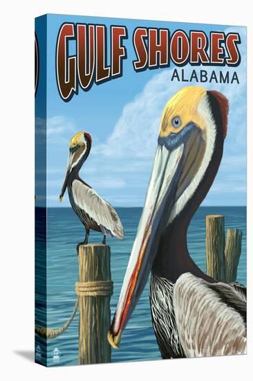 Gulf Shores, Alabama - Brown Pelican-Lantern Press-Stretched Canvas