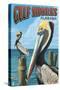 Gulf Shores, Alabama - Brown Pelican-Lantern Press-Stretched Canvas