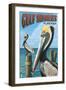 Gulf Shores, Alabama - Brown Pelican-Lantern Press-Framed Art Print
