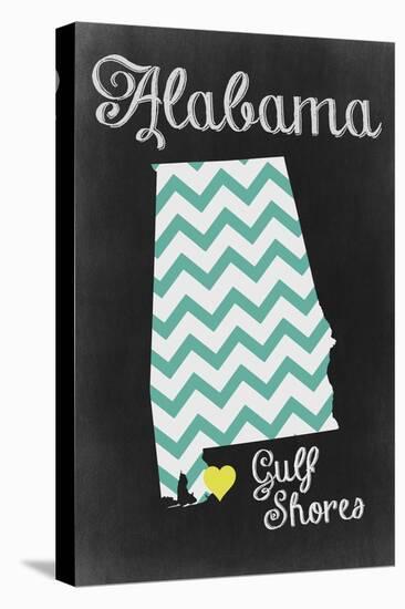 Gulf Shores, Alabama - Chalkboard State Heart-Lantern Press-Stretched Canvas