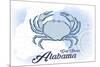 Gulf Shores, Alabama - Crab - Blue - Coastal Icon-Lantern Press-Mounted Art Print