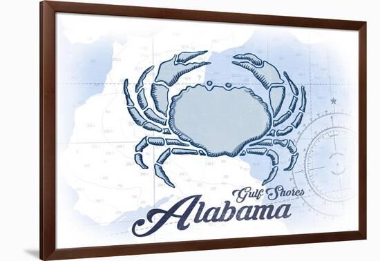 Gulf Shores, Alabama - Crab - Blue - Coastal Icon-Lantern Press-Framed Art Print