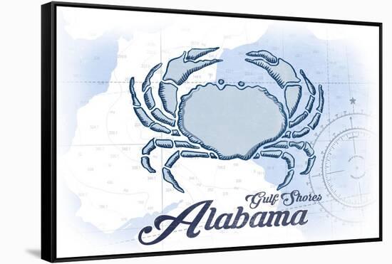 Gulf Shores, Alabama - Crab - Blue - Coastal Icon-Lantern Press-Framed Stretched Canvas