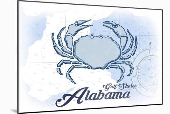 Gulf Shores, Alabama - Crab - Blue - Coastal Icon-Lantern Press-Mounted Art Print