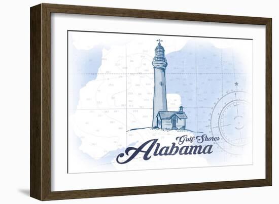 Gulf Shores, Alabama - Lighthouse - Blue - Coastal Icon-Lantern Press-Framed Art Print