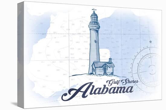 Gulf Shores, Alabama - Lighthouse - Blue - Coastal Icon-Lantern Press-Stretched Canvas