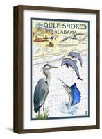 Gulf Shores, Alabama - Nautical Chart-Lantern Press-Framed Art Print