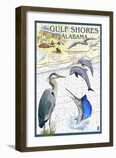 Gulf Shores, Alabama - Nautical Chart-Lantern Press-Framed Art Print