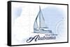 Gulf Shores, Alabama - Sailboat - Blue - Coastal Icon-Lantern Press-Framed Stretched Canvas